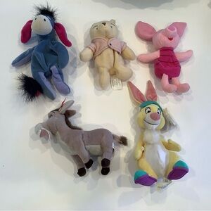 Lot of 5 Disney Plush Winnie The Pooh Eeyore Piglet Nighty Night Rabbit Donkey